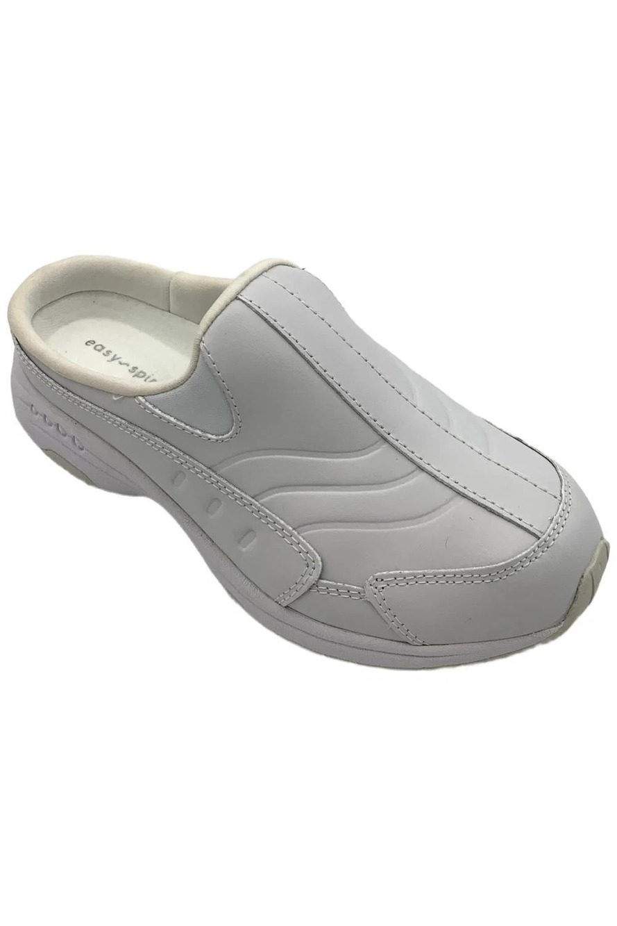 Easy Spirit Women's Traveltime Casual Slip-on Mules White Leather - Narrow